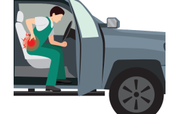 Veterinary back pain in truck graphic