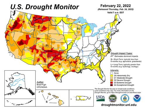 US Drought Map Feb. 22