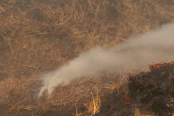 Smoldering debris after Colorado wildfires.