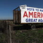A Donald Trump sign along a highway near Los Banos, California.