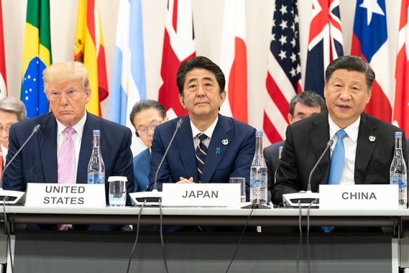 President Donald Trump, Japanese Prime Minister Shinzo Abe and Chinese President Xi Jinping at the G-20 Summit.