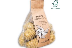 Photo of Giro Pack's sustainable cellulose mesh bag that is paper based and plastic free