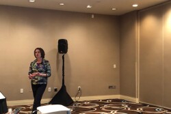 Angela Jagiello, director of education and insights for the Organic Trade Association, speaks Jan. 10 at the Global Organic Produce Expo about OTA's “toolkit” that will help determine which messages work best in marketing organic produce.