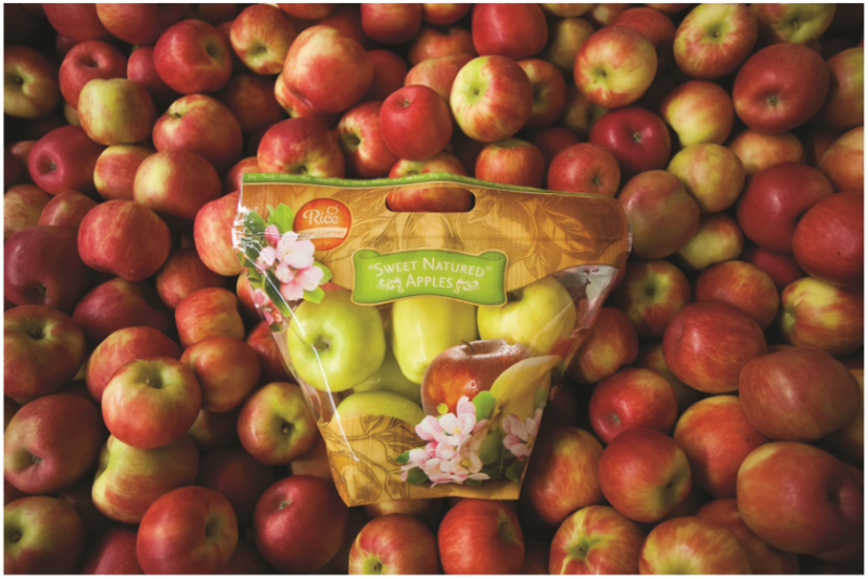 An apple pouch bag from Rice Fruit Co.