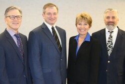 (l to r) Dr. Nathan Wineklman, president; Dr. Jeffrey Harker, president-elect; Dr. Mary Battrell, vice president; and Dr. C. Scanlon Daniels, immediate past president. 