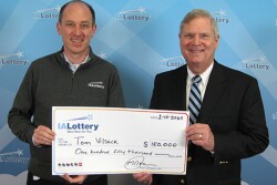 Iowa Lottery CEO Matt Strawn (on the left) and Tom Vilsack.