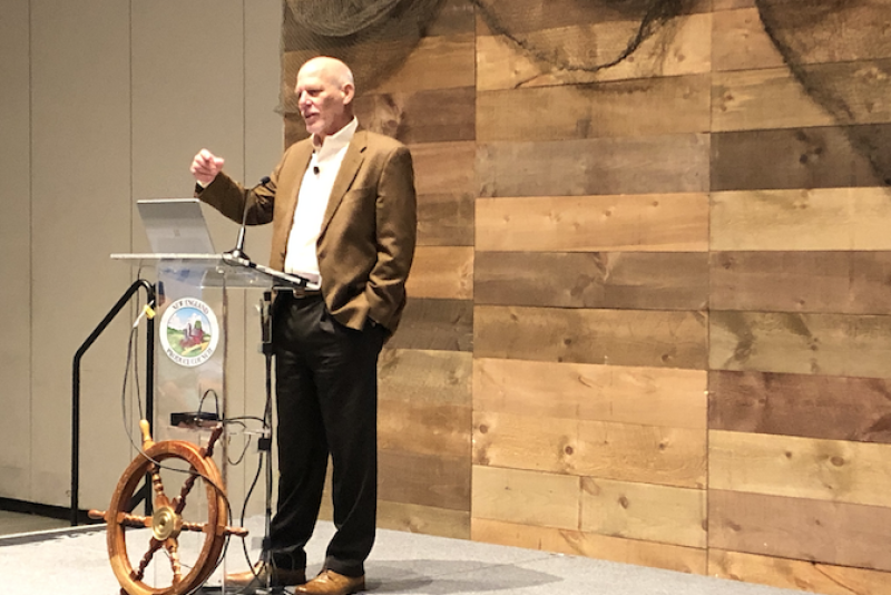 Rich Dachman, Brighter Bites CEO, speaks to the breakfast crowd at the 2019 NEPC expo in Boston.