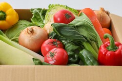 A box of fresh fruits and vegetables
