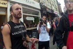 Anti-vegan fined for stunt in London. 