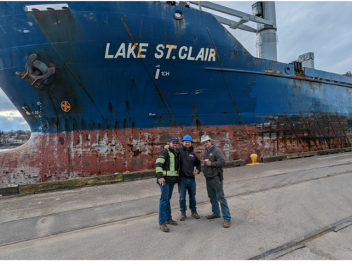 The Lake St. Clair ship is moving thousands of metric tons of grain to Europe.