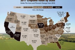Farmland values stabilized or increased slightly in the second quarter for states such as Iowa and Wisconsin, according to Federal Reserve banks. Values softened in states such as Illinois, Indiana, Ohio and Pennsylvania.