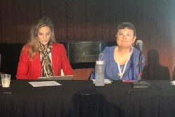  A Jan. 23 session at the EcoFarm Conference looked at efforts to curtail organic fraud. (left to right) Laura Batcha, executive director of the Organic Trade Association;  Natalie Kraut, director of the Division of Inspection Services for the California Department of Food and Agriculture,  Jennifer Tucker, deputy administrator of the U.S. Department of Agriculture’s National Organic Program; and April Crittenden, chief certification officer for the CCOF.