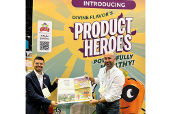 Brand Manager Luis Urbina (left) and Michael DuPuis, public relations manager for Nogales, Ariz.-based Divine Flavor LLC, helped launch the company’s latest Product Heroes campaign, which focuses on the health attributes of bell peppers and mini peppers.