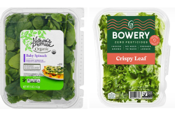 Nature's Promise baby spinach and Bowery Farming crispy leaf lettuce