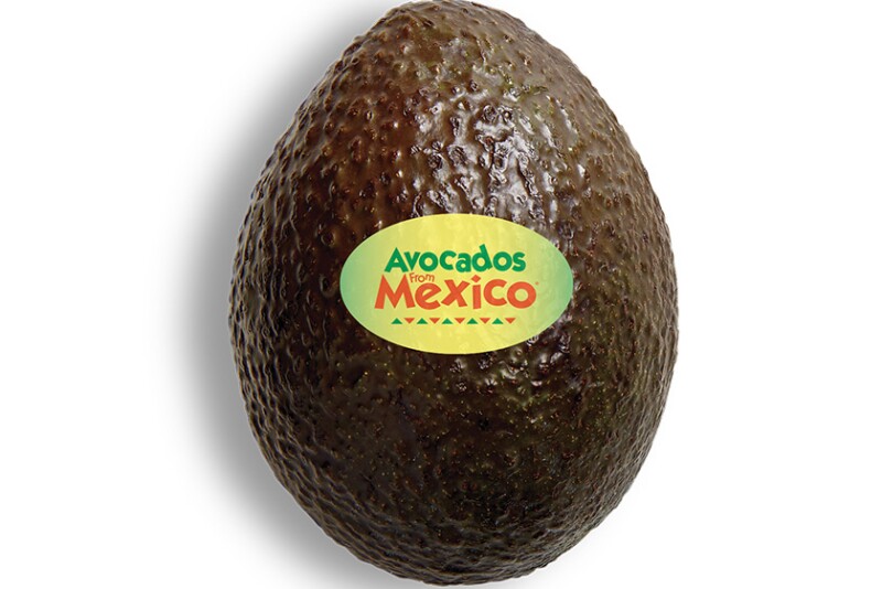 Avocado with an Avocados From Mexico label