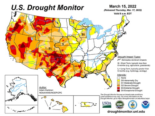 U.S. Dought Monitor 3-17-2022