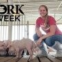 female pig farmer with baby pigs