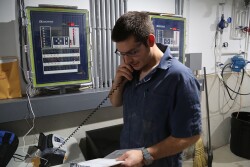 Employee in barn
