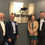 Norbrook Laboratories hosted a reception for customers and other industry leaders at its expanded facility based in Lenexa, Kan., on April 17. Pictured here, left to right, is Kevin Holland, chief commercial officer, Oliver McAllister, chief finance officer, Dr. Emily Latimer, technical services veterinarian for the company, and Bruce Brinkmeyer, vice president of Norbrook for North America.
