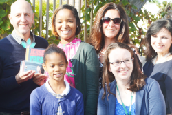 Farm to School winners and participants include: (from back row, left) EcoSpaces founding director Frank Mentesana, Philip’s Academy Charter School principal Yasmeen Sampson, New Jersey Department of Agriculture Food and Nutrition division director Rose Tricario, U.S. Department of Agriculture Mid-Atlantic deputy administrator Diana Limbacher, (from front row, left) Philip’s Academy 4th grade student Maya Wyche, and New Jersey Department of Agriculture Farm to School coordinator Erin Maguire.