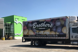 A Brothers Produce truck at the Houston Food Bank.