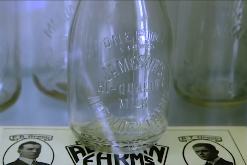 Glass milk bottle