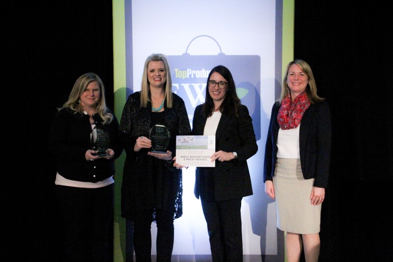Macey Wessels (far left) and Shelly Boshart Davis are the 2020 Executive Women in Agriculture Trailblazer Award winners. Corteva Agriscience's Monica Sorribas and Top Producer Editor Sara Schafer congratulate them at the 2020 Top Producer Summit.
