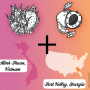 drawing of dragonfruit and peach and vietnam and u.s. pink and orange colors
