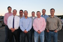 Feedlot Health partners include (left to right) Stuart Hall, Luis Burciaga, Kee Jim, Calvin Booker, Matt May, Eric Behlke, Tye Perett, Kent Fenton (Missing is Dr. Brian Wildman and Dr. Breck Hunsaker)

