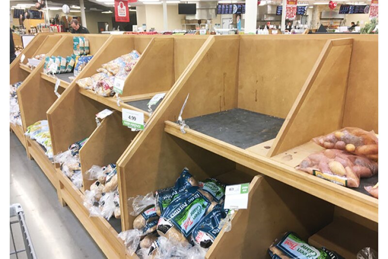 Potato displays were shopped down in the mid-March ‘panic buying’ stage of the pandemic.