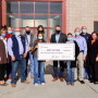 Pictured from left: Rex Hoppes, Iowa Beef Industry Council; Matt Wenger, Iowa State University; Liz Croston, Tyson Fresh Meats Manager Communications; Dr. Terry Houser, Iowa State University; Steve Stouffer, Tyson Fresh Meats Group President; Dr. Dan Thomson, Iowa State University; Julie Kenney, Deputy Secretary of Agriculture; Addisyn Young, Beef Up Iowa participant;  Lt. Governor Adam Gregg; Kinly Johnston, Beef Up Iowa participant; Shane Miller, Tyson Fresh Meats SVP & GM Beef Enterprise; Dan Heffernan, Tyson Fresh Meats VP Human Resources; Linda Gorkow, Iowa Food Bank Association Executive Director; Dr. Maynard Hogberg, Iowa Cattlemen's Foundation Board; Mary Greiman, Iowa Cattlemen's Foundation.