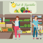 Produce shoppers illustration