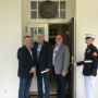 Three National Pork Producers Council members (l to r) —President and North Carolina producer David Herring,  Illinois producer Phil Borgic and Minnesota producer Randy Spronk—joined President Trump and USDA Secretary Perdue for the White House announcement. 
 