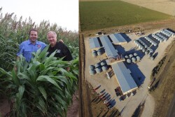 Gayland and son, Carson Ward, in the Hereford, Texas, seed production fields. Gayland Ward seed production facility is located in Hereford, Texas.