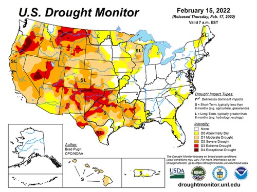 US Drought Map Feb. 15