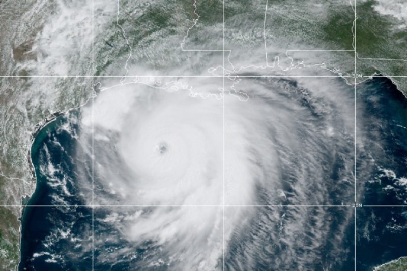 This image shows Hurricane Laura on Aug. 26, about 12 hours before it made landfall in Cameron, La.
