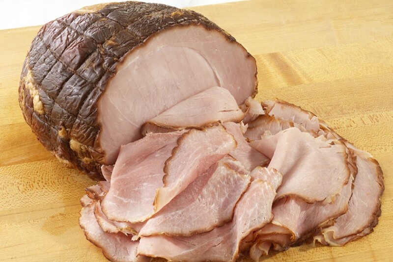 Whole ham sliced