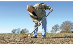 Checking soil moisture in February by shovel and eyeball, Arkansas farmer Perry Galloway has 90% of his 8,000 acres in irrigation—a blend of pivot, furrow and drip technology.