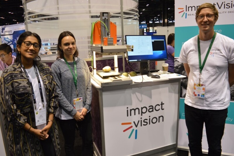 Abi Ramanan, CEO and co-founder at ImpactVision (left) says the benefits of the firm's technology will be less waste and more consistent packout.  Also pictured: Ksenia Horoshenkova, director of finance and operations,  and Gustav Nipe,  chief technology officer.

