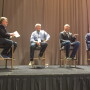 Dan Bourgault (second from right) said if Instacart product isn’t making cooking more convenient for consumers, it fails. He was part of a panel on e-commerce at the Organic Produce Summit. Morning News Beat’s Kevin Coupe moderated (from left) and was joined by Tony Stallone of Peapod; Bourgault; and Don Barnett of Sun Basket.