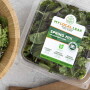 clamshell of lettuce mix with bowl of salad