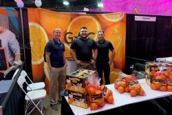 (Photo courtesy Patrick Kelly) Starting left Andrew Mashley, sales manager Golden Star Citrus; Micheal and Eric Chavez, sales Golden Star Citrus at the first annual Cocina Sabrosa Trade Expo Oct. 4-5, 2021.