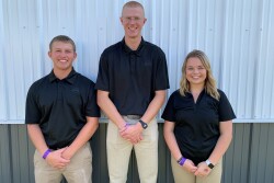 Minnesota Pork named Logan Tesch (center) as the 2019-2020 Minnesota Pork Ambassador. Kayla Vonk (right) of Wantonwan County was named first runner-up and Levi Sorenson (left) of Freeborn County was named second runner up. 
