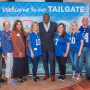 Members of the Eastern Produce Council and representatives from the Idaho Potato Commission and Avocados from Mexico flank former New York Giants defensive end George Martin at the group's 2nd-annual Tailgate event Sept. 25.
