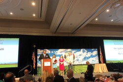 FFVA presented its Karen and Mike Stuart Humanitarian Award to Belle Glade ministries Light House Café and Ella’s Closet. Here, representatives of the group express thanks to FFVA for the recognition.