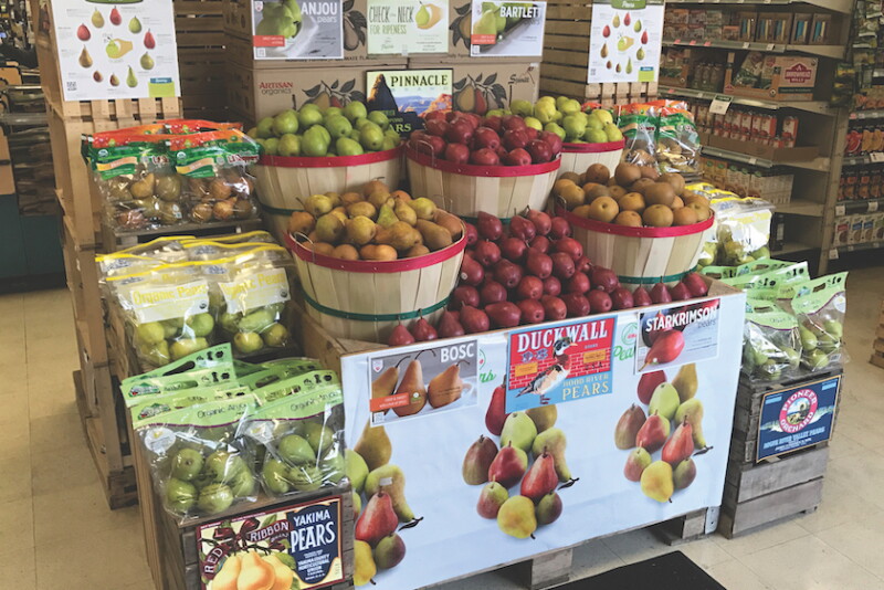 pear display at supermarket