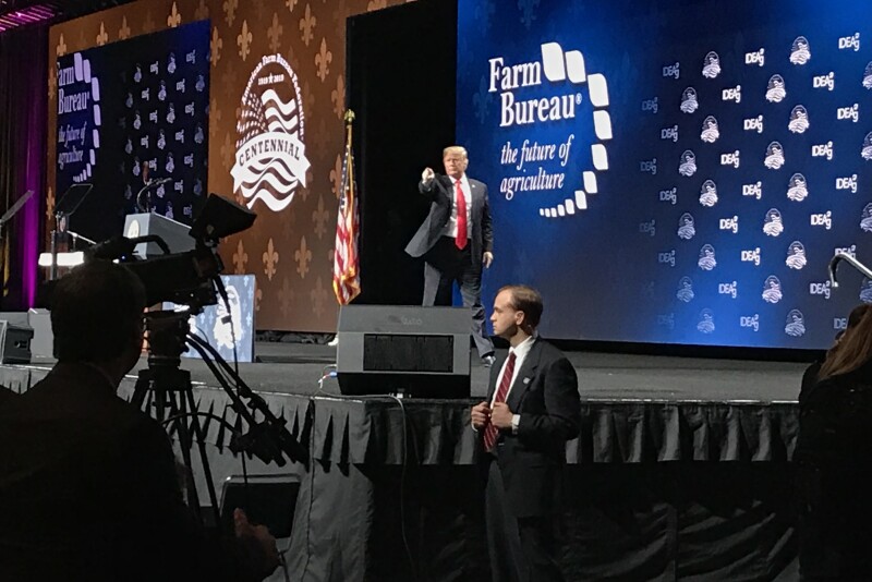 President Trump brought his fight to build a border wall to the 100th Annual Farm Bureau Federation (AFBF) annual meeting in New Orleans, La. on Monday.