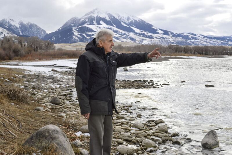 Gutkoski stands next to the Yellowstone River. During the last seven legislative sessions, Gutkoski, 89, has pushed for a change in Montana's water laws that would require minimum instream flows on important fisheries across the state.