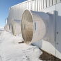 Fans on pig barn in winter. Photo by National Pork Board and the Pork Checkoff.