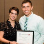 University of Minnesota veterinary professor Perle Zhitnitskiy, DVM, MSpVM, congratulates Morrison Swine Innovator Prize winner Zack Talbert, a University of Illinois veterinary student, in 2019. Talbert took home the prize again in 2020 and was honored virtually during the online conference.